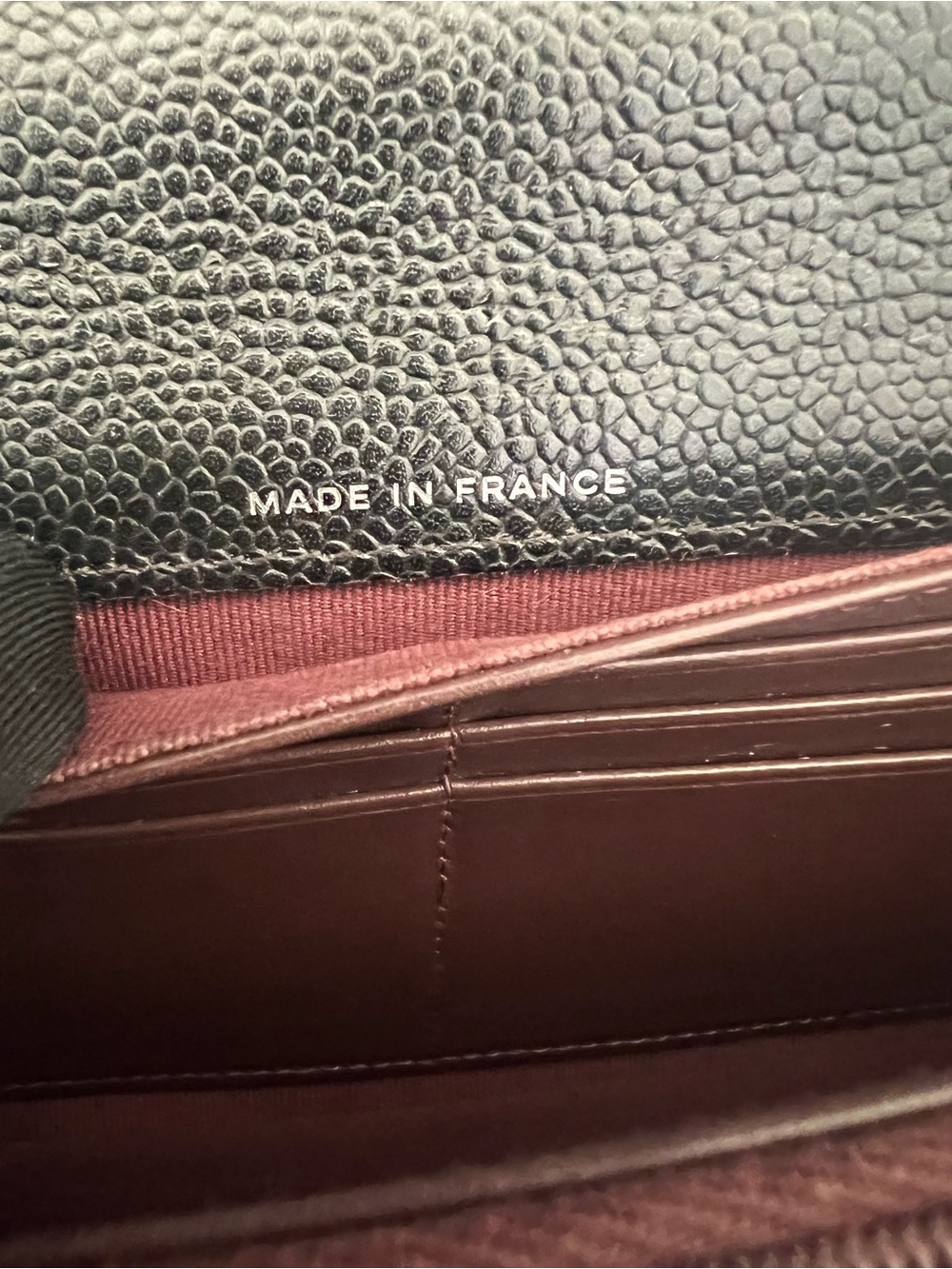🎁AUTH. CHANEL CAVIAR CLASSIC FLAP  WALLET WITH CHAIN. - Picture 8 of 16